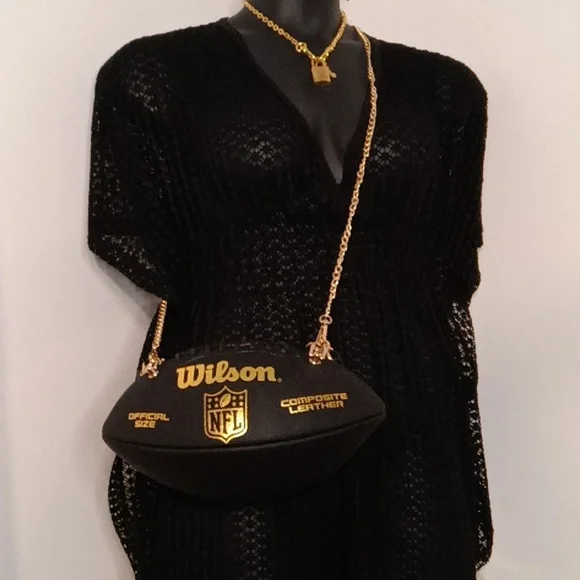 LIMITED EDITION Black and Gold Leather Football Bag 🏈 - Picture 4 of 17